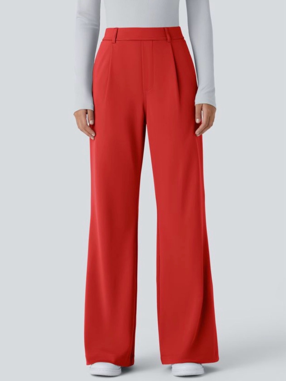 HALARA Red Wide-Leg High-Rise Work Pants